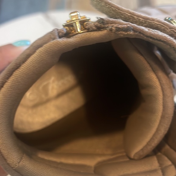 Women’s Taupe,Gold, Lace up Wedge Sneakers,Ankle Boots,Faux Suede,Size 8 - Picture 8 of 9